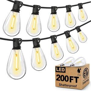 200FT Outdoor String Lights, Ultra Long LED Patio Lights with Shatterproof Bulbs